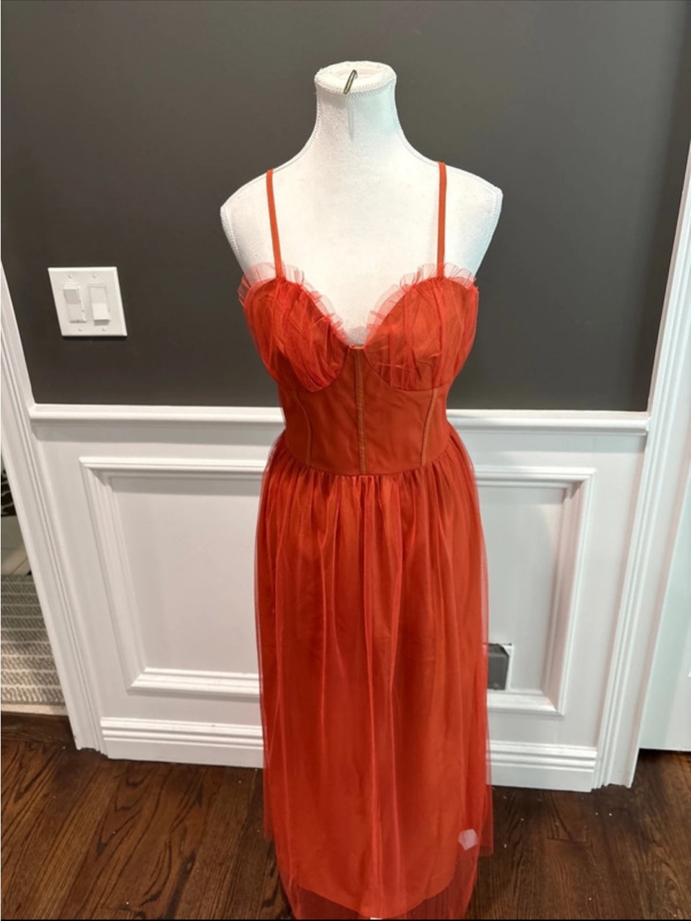 Terracotta/rust Fairycore Tulle Bustier Maxi Dress - Picture 10 of 12